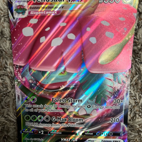 gigantamax venusaur pokemon card VMAX SWSH102 SWSH: Sword & Shield Promo Cards Holo – Zombie Hideout Grass Jungle Hammer (90) Heal 30 damage from this Pokémon. Venusaur ex 198/165 — Scarlet